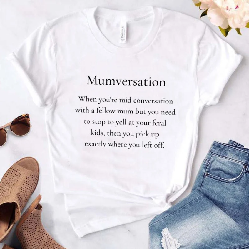 Mumversation White T-Shirt Sporty Men's Tennis