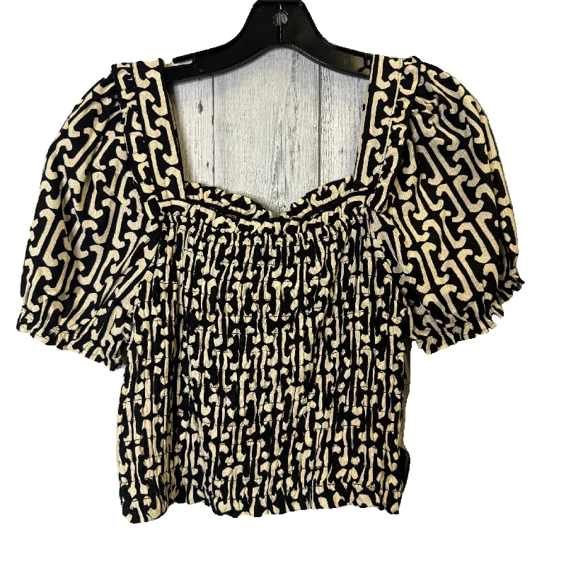 Top Short Sleeve By Monteau In Black & Cream, Size: L Preppy Men's College