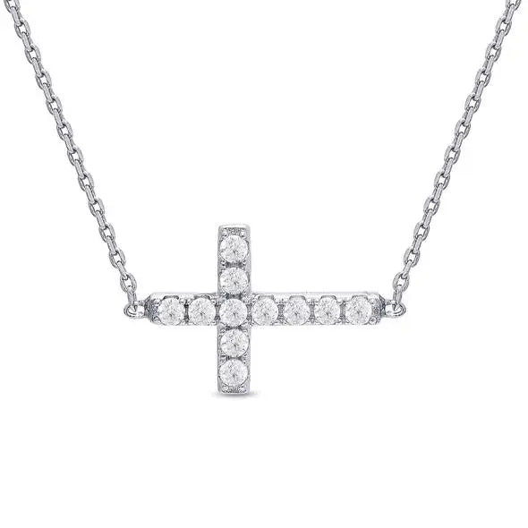 Lily Nily Sideways Cross CZ Necklace Athletic Men's Compression