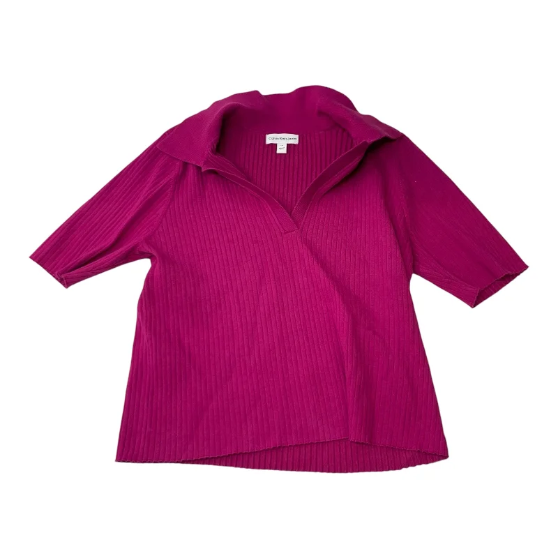 Top Short Sleeve By Calvin Klein In Purple, Size: L Trendy Men's Scandinavian