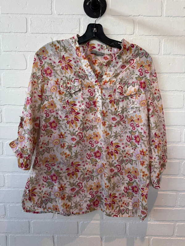 Top Long Sleeve By Saint Tropez In Cream & Pink, Size: Xl Modern Men's Tech