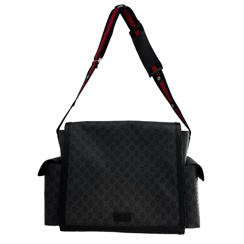 GUCCI/Cross Body Bag/Monogram/Leather/BLK/GG SUPREME DIAPER BAG Artistic Men's Avant