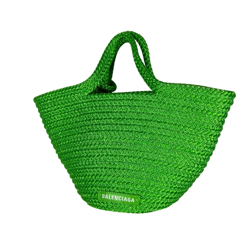 BALENCIAGA/Basket Bag/Cotton/GRN/BASKET WEAVE BAG Trendy Men's Bucket