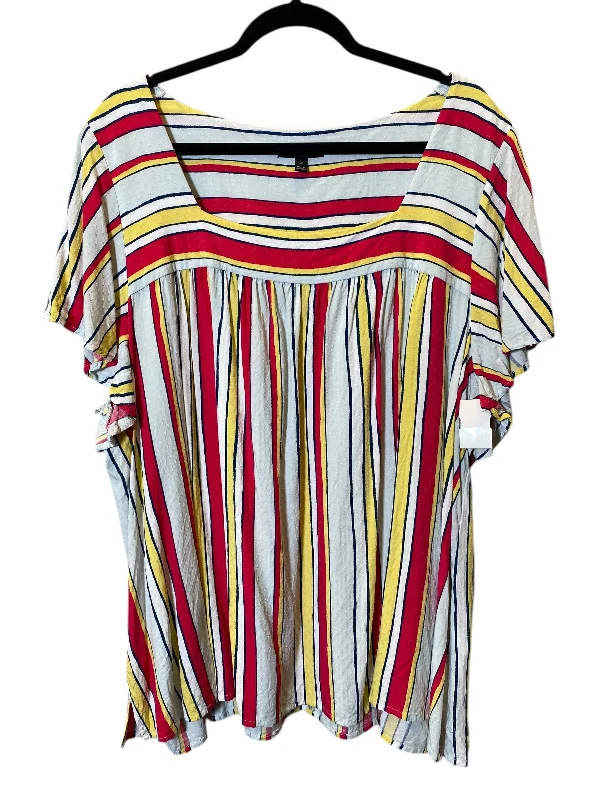 Top Short Sleeve By Lane Bryant In Striped Pattern, Size: 4x Sleek Men's Contemporary 