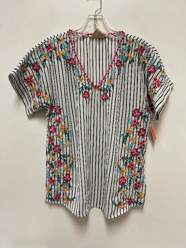 Top Short Sleeve By Savanna Jane In Striped Pattern, Size: S Minimalist Men's Casual 