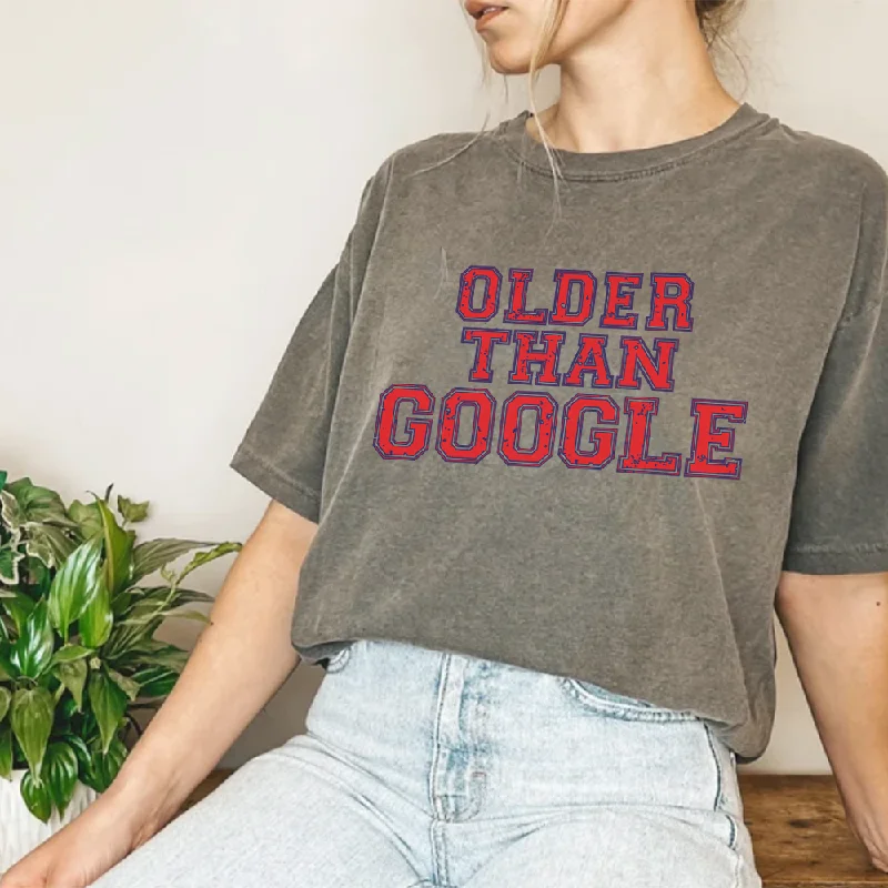 Generation: Mum - Older Than Google Acid Wash Oversized Tees Relaxed Men's Beach