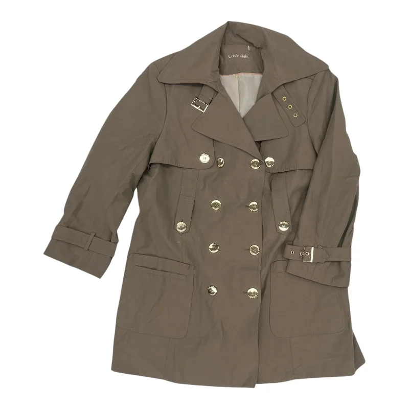 Coat Peacoat By Calvin Klein In Taupe, Size:Xl Vacation
