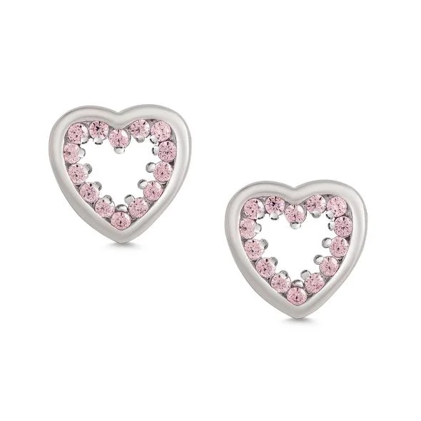 Lily Nily Inlaid Pink Heart Studs Bold Men's Animal