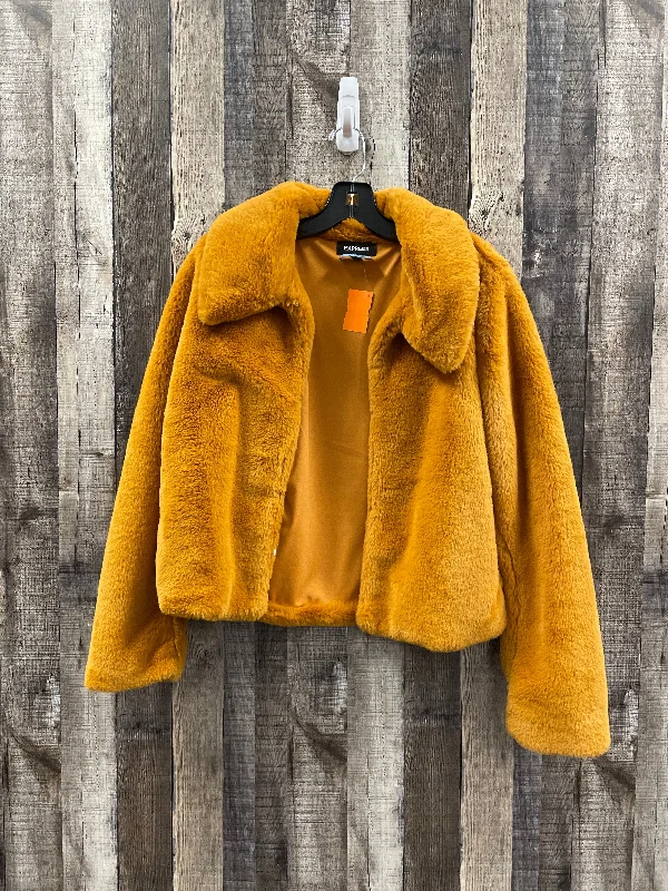 Jacket Faux Fur & Sherpa By Express In Gold, Size: S Street