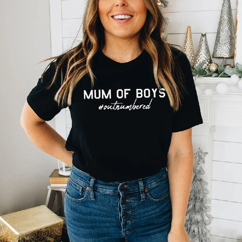 Mum of Boys Hashtag Outnumbered T-Shirt (MRK X) Unique Men's Upcycled