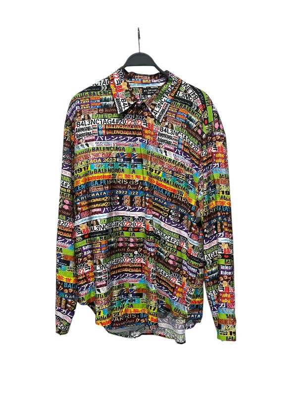 BALENCIAGA/LS Shirt/38/Cotton/MLT/All Over Print/MAGAZINE ALL-OVER PRINT Practical Men's Multi