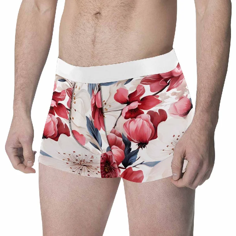 Pink Floral Small Men's All Over Print Boxer Briefs (Made In AUS) Business