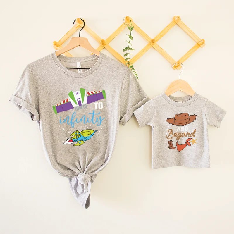 To Infinity & Beyond Matching Heather Grey T-shirts Minimalist Men's Casual 