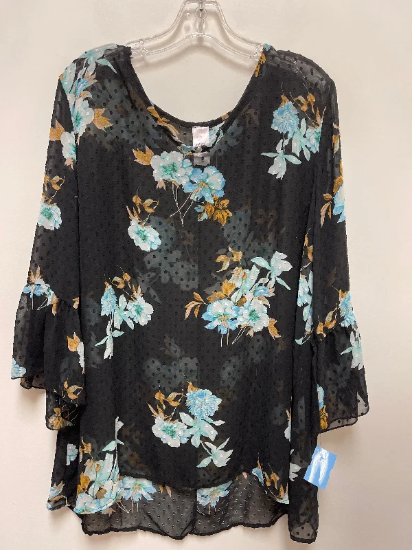 Top Short Sleeve By Clothes Mentor In Floral Print, Size: 2x Laid