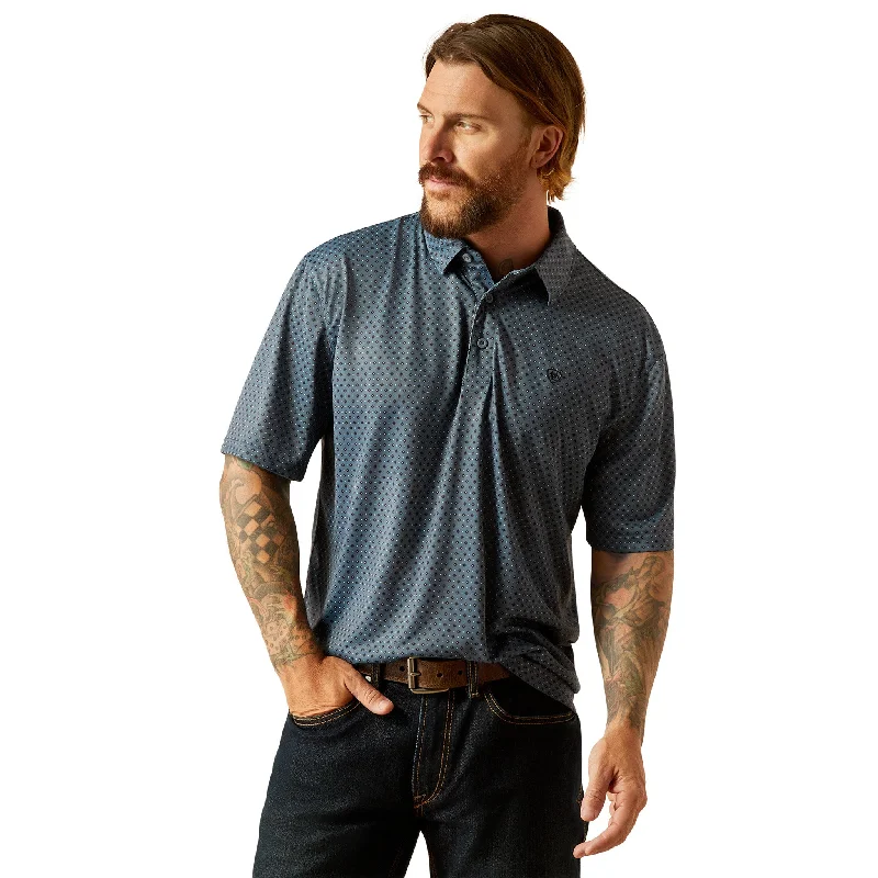 Ariat Men's AriatTEK Charger Newsboy Blue Polo Shirt Beach