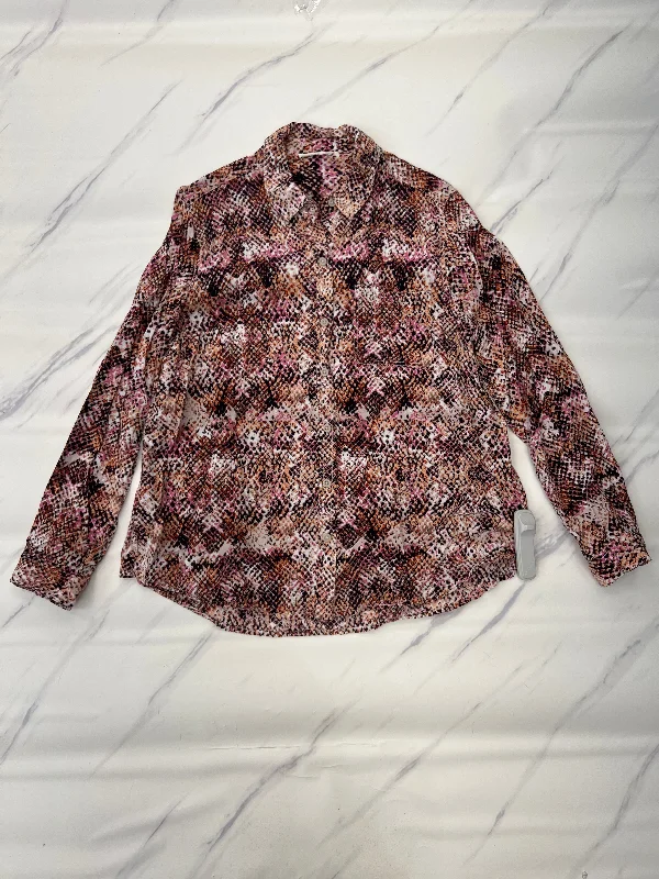 Top Long Sleeve By Beachlunchlounge In Snakeskin Print, Size: Xl Traditional Men's Country