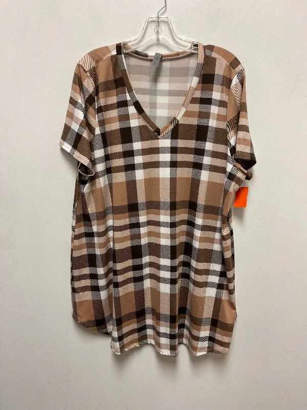 Top Short Sleeve By Honeyme In Brown, Size: 2x Trendy Men's Scandinavian