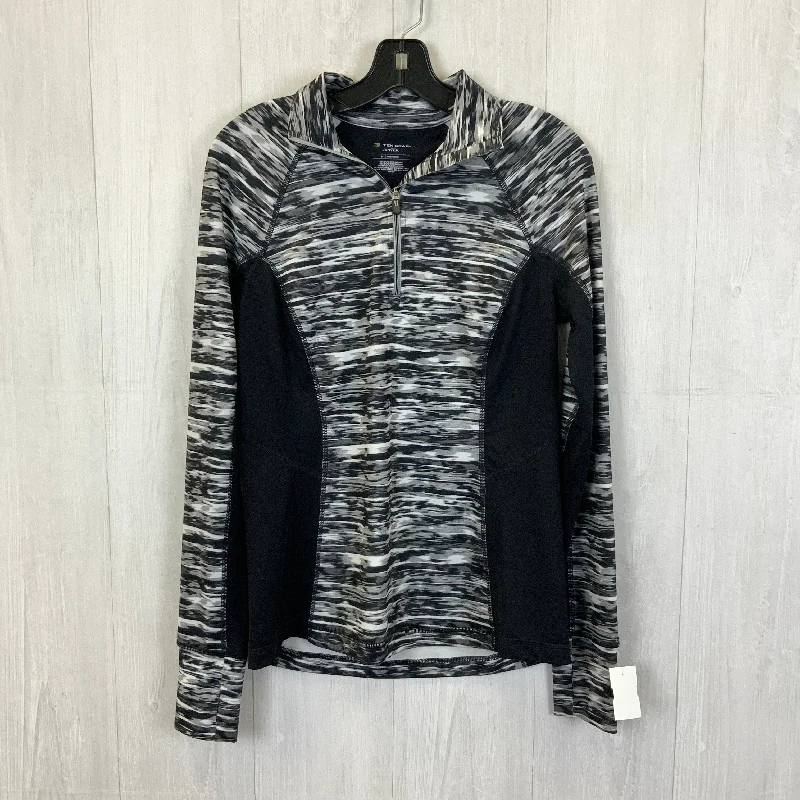 Athletic Top Long Sleeve Collar By Tek Gear In Black & White, Size: M Relaxed Men's Australian 