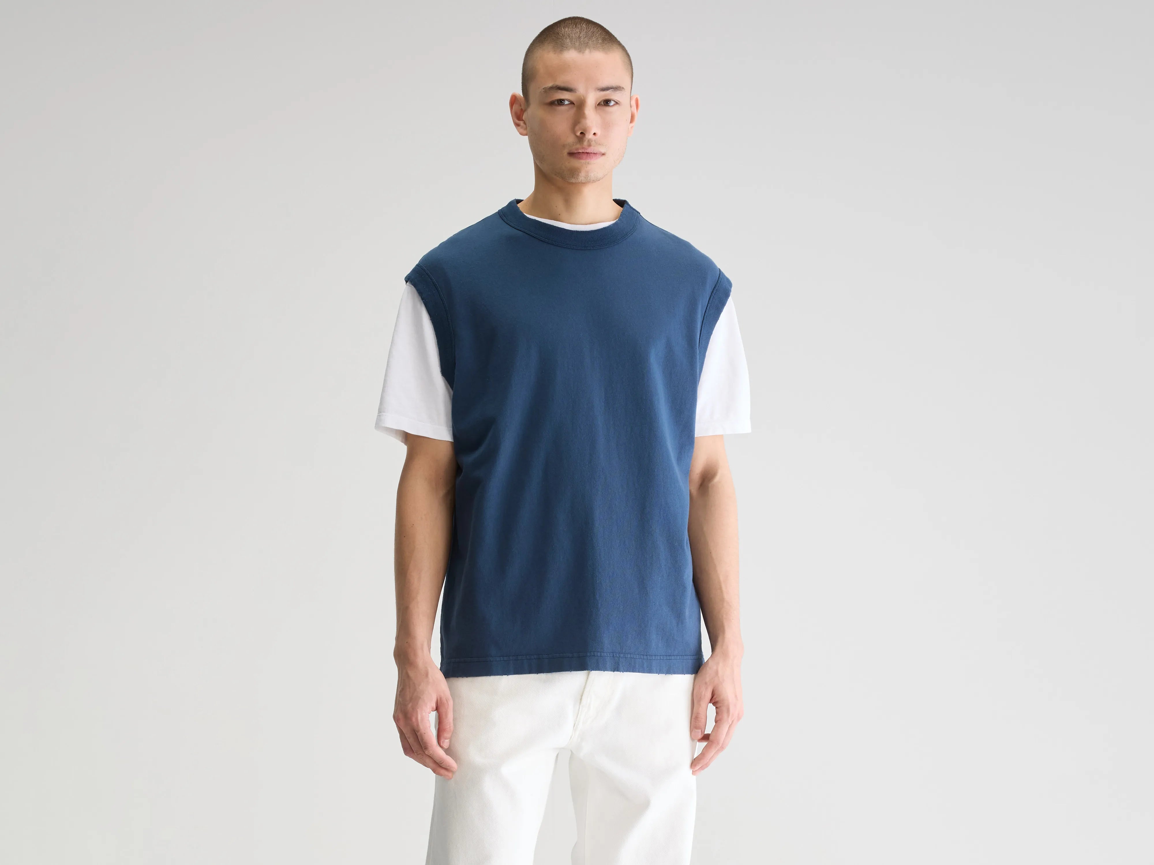 Vuch crewneck tank (251 / M / REGAL BLUE) Elegant Men's Formal 