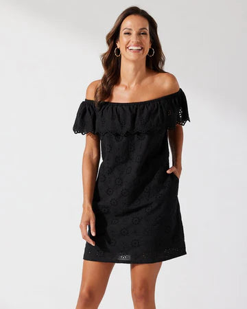 Tommy Bahama Harbour Eyelet Off The Shoulder Dress Cover Up - Black* Refined Men's Classic 