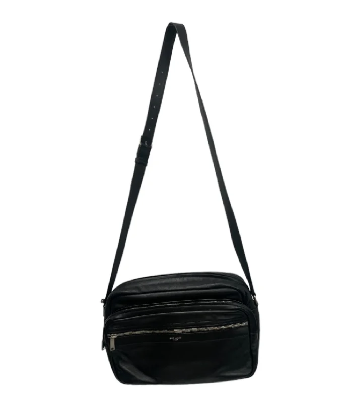 SAINT LAURENT/Cross Body Bag/L/Leather/BLK/SIDE MESSENGER BAG Hip Men's Retro
