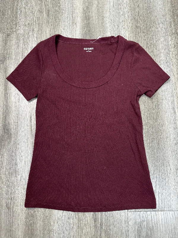 Top Short Sleeve Basic By Old Navy In Maroon, Size: M Elegant Men's Cashmere