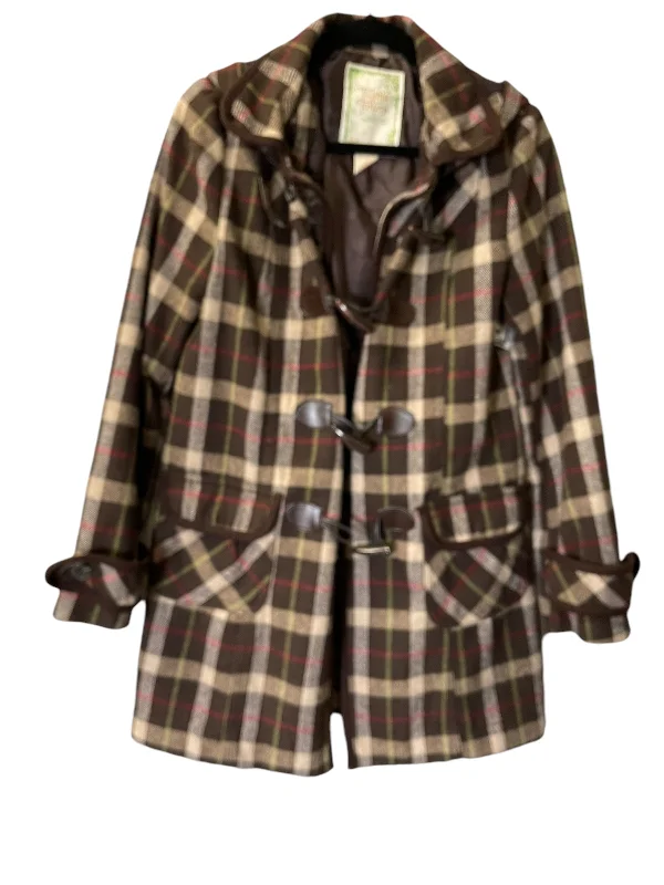 Coat Peacoat By Flying Tomato In Checkered Pattern, Size: L Trendy Men's Scandinavian