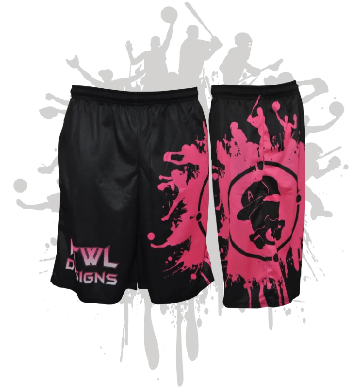 Splatter Splash Mens Full Dye Shorts Black/Pink Preppy Men's College