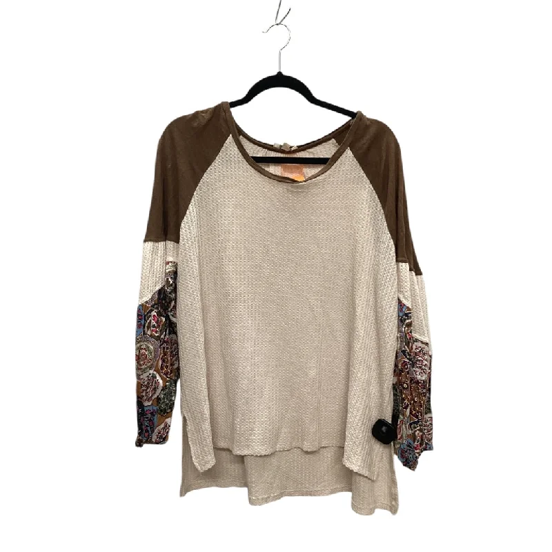 Top Long Sleeve By Umgee In Beige, Size: L Casual Men's Japanese 