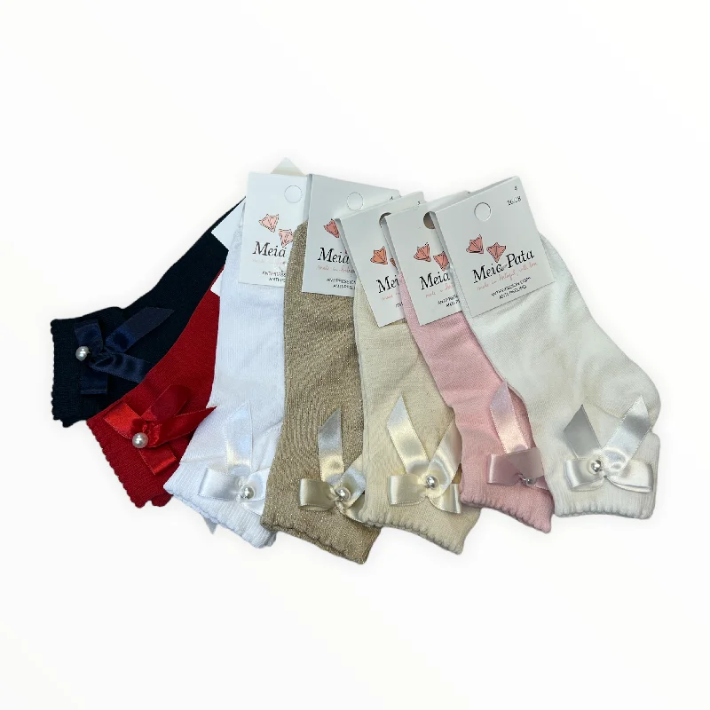 Satin Bow Ankle Sock Sporty Men's Athleisure 