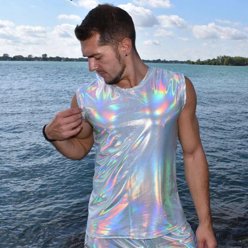 Men's Opal Holographic Tank, Muscle Shirt Organic