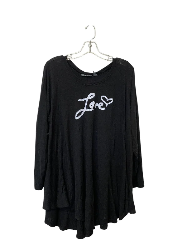 Top Long Sleeve By Any Body In Black, Size: 1x Beach