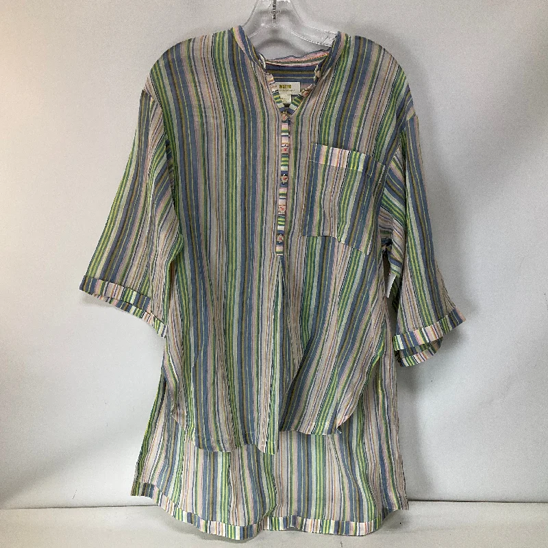 Tunic Long Sleeve By Maeve In Striped Pattern, Size: M Relaxed Men's Beach