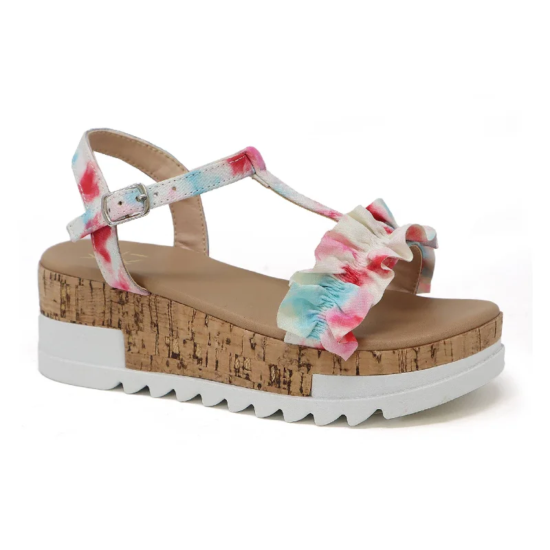 Girls Tye Dye Wedge Sandal Vintage Men's 1970S Disco
