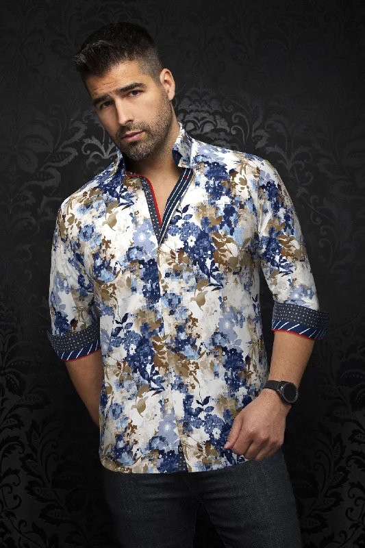 Au Noir Stretch Shirt | Ace Navy Tobacco Earthy Men's Hemp
