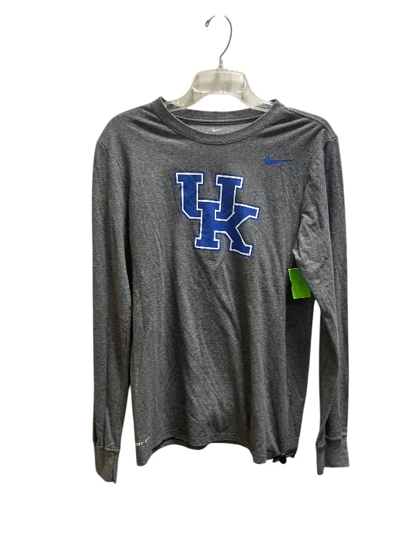 Athletic Top Long Sleeve Crewneck By Nike Apparel In Grey, Size: M Polished Men's Satin