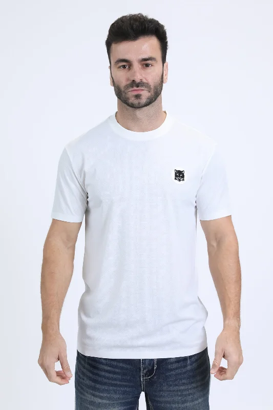 Mens Modern Fit Cotton Stretch White T-Shirt Dapper Men's Bow