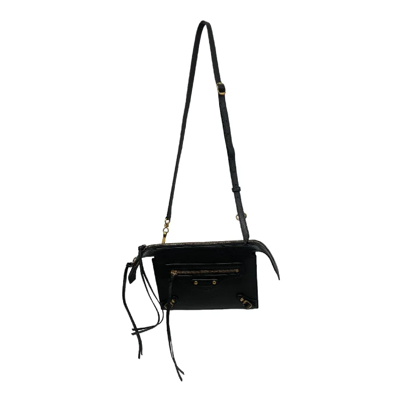 BALENCIAGA/Cross Body Bag/OS/Leather/BLK/ Elegant Men's Formal 