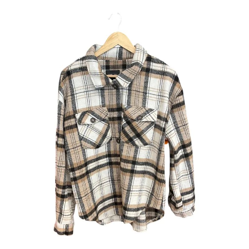 Jacket Shirt By Love Tree In Plaid Pattern, Size: L Youthful Men's Pop