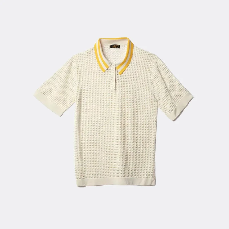 Sanoli Eyelet Polo Sweater (Off White) Modern Men's 