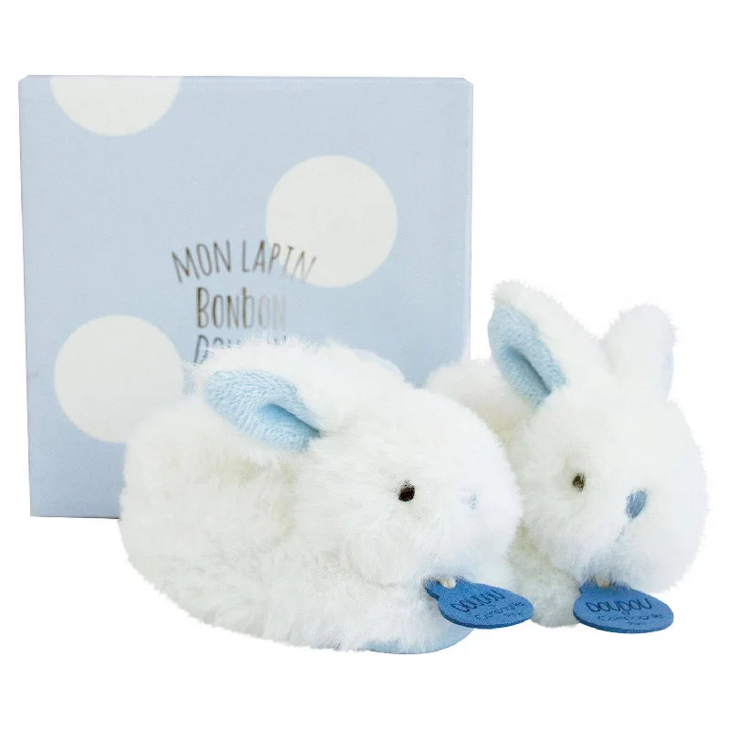 Blue Bunny Booties with Rattle - Size 0/6 months Elegant Men's Cashmere