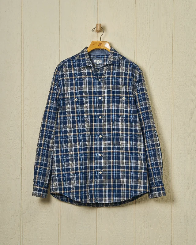 Chore Shirt in Navy/Chestnut Herringbone Dapper Men's Bow