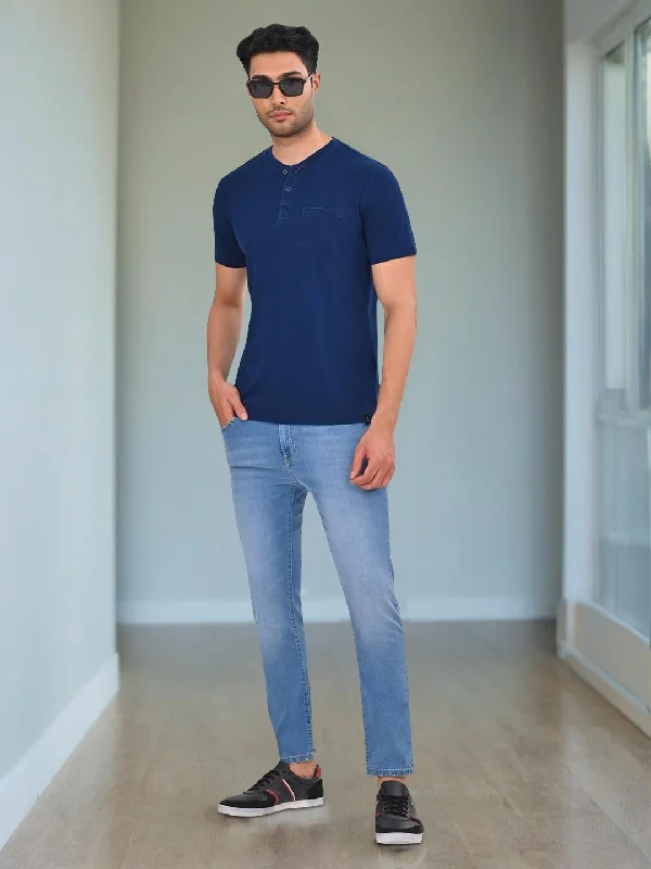 Men Solid Henley T-Shirt Dapper Men's Bow