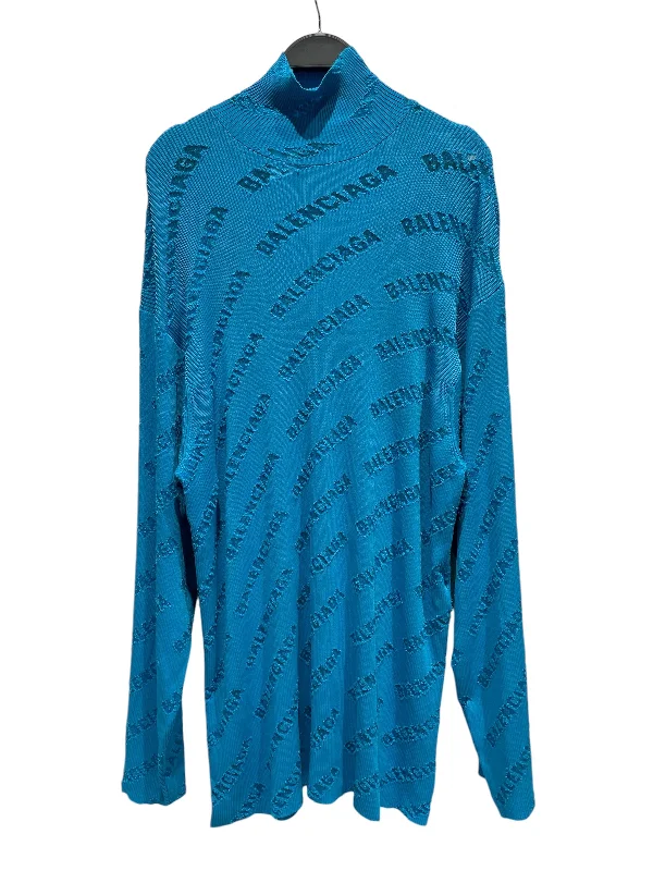 BALENCIAGA/Sweater/2/All Over Print/BLU/DISTRESSED LOGO Minimalist Men's Casual 