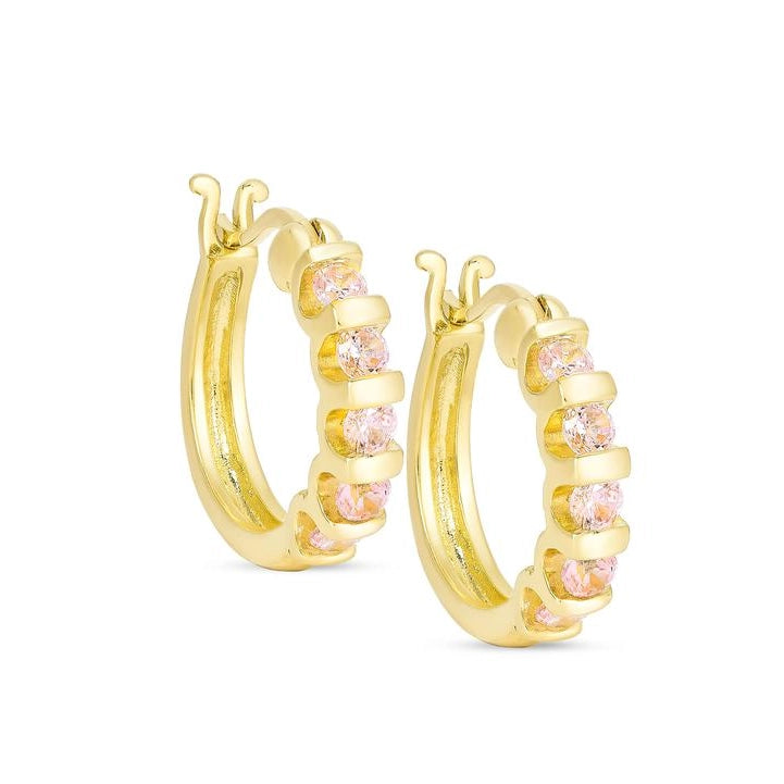 Lily Nily Pink CZ Hoop Earrings Relaxed Men's Beach