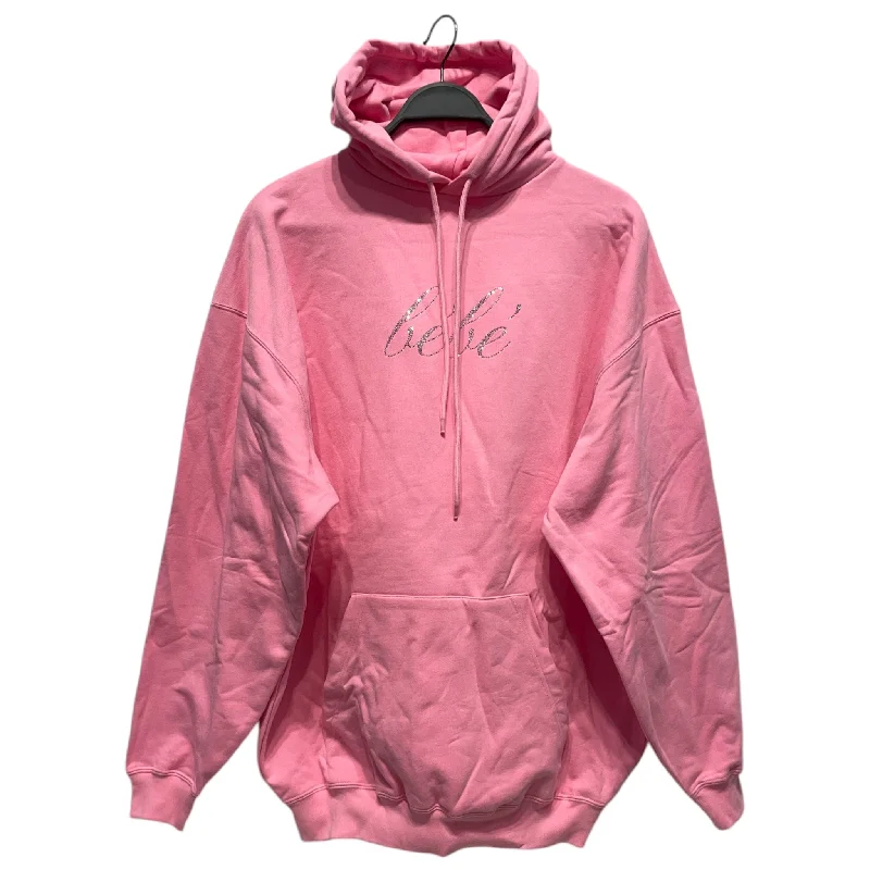 BALENCIAGA/Hoodie/M/Graphic/Cotton/PNK/BEBE RHINESTONE HOODIE Trendy Men's Oversized