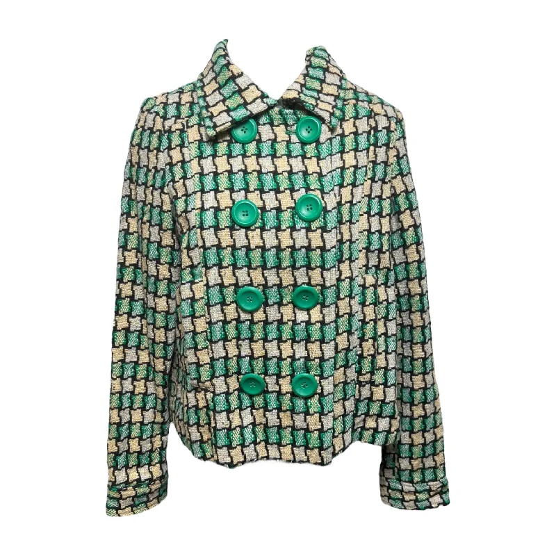 Tweed Pea Jacket Blazer By Vertigo In Multi-colored, Size: XS Monochromatic Office Style