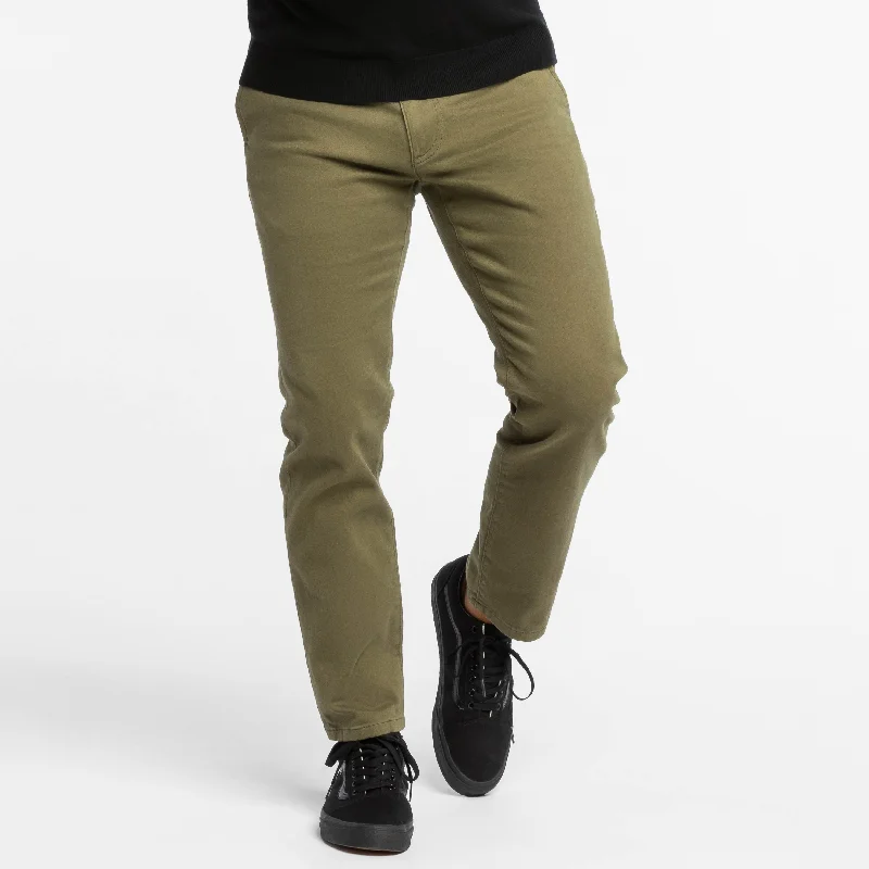Dark Olive Washed Stretch Chino Elegant Men's Cashmere