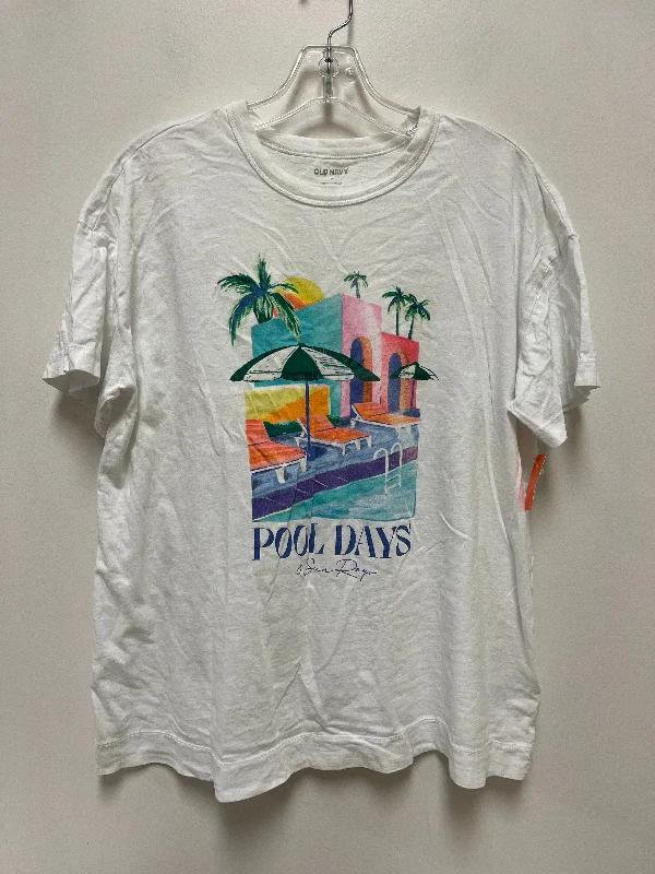 Top Short Sleeve By Old Navy In White, Size: M Trendy Men's Oversized