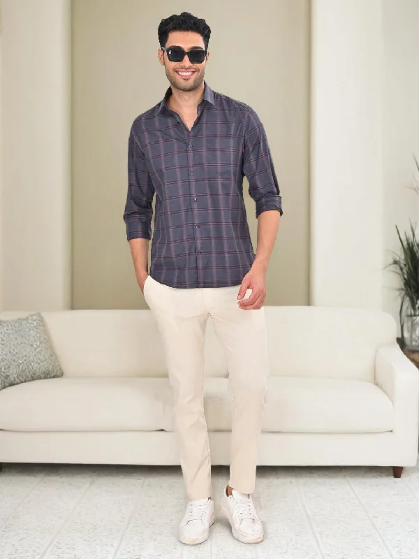 Men Checked Full Sleeve Cotton Shirt Traditional Men's Wool